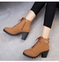 Block Heels Zippered Ankle Boots Brown