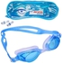 DZ-1600 Anti-Fog Swimming Goggle With Ear Plugs, Light Blue