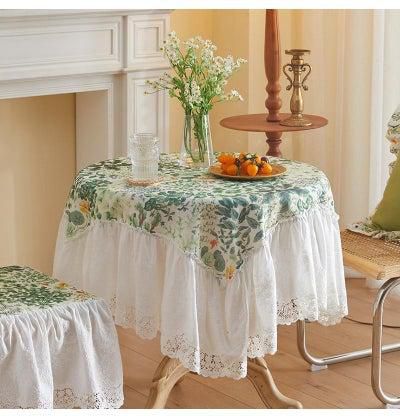 Pastoral lace tablecloth hollowed out hook flower small round table tea table cover cloth dining table mat anti scald tablecloth 110 * 110cm