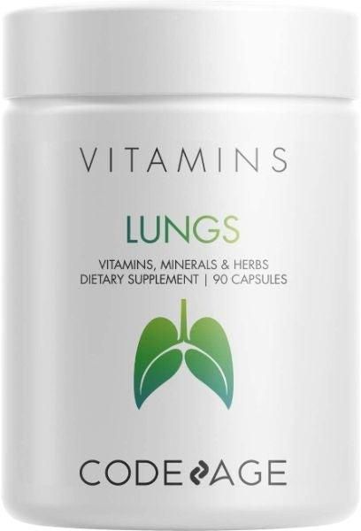 Lungs Vitamins, A, C, D, E, B6, Milk Thistle Lung Supplement, Zinc & Magnesium, Cordyceps, Reishi, Ginger, Peppermint Leaf & Organic Herbs Cleanse, Breathing, Respiration - Non-GMO - 90 Capsules