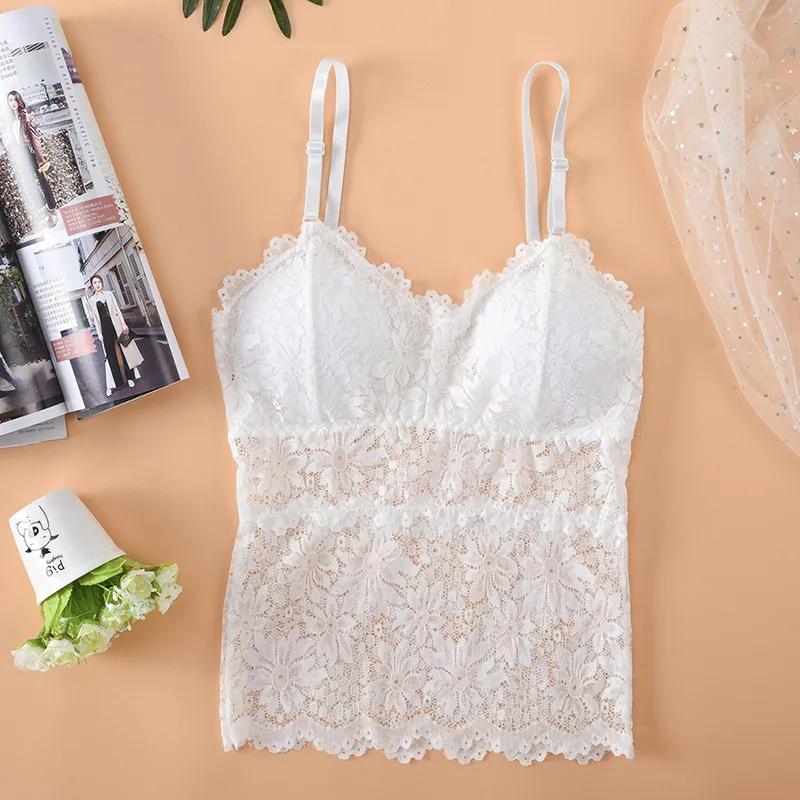 Lace Vest Top Women lingerie Pad Sleeveless Straps Summer Print Tube Tank Tops One-piece Female Camisoles Underwear