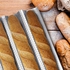صينية خبز باغيت غير لاصقة مقاس 15×13 انش من قطعتين - 4 ارغفة مموجة للخبز الفرنسي - صينية خبز من الستيل الكربوني