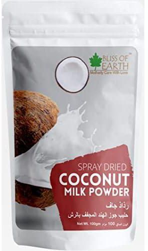 Bliss of Earth 3.5 oz Coconut Milk Powder Organic Gluten Free, Vegan, Unsweetened for Beverages,Curries & Other Recipes Making, 100GM