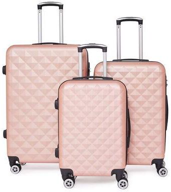 3-Piece ABS Hardside Spinner Iron Rod Luggage Trolley Set With TSA Lock 20/24/28 Inch Rose Gold