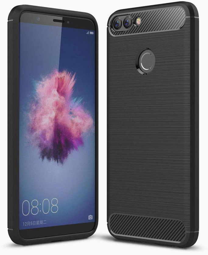 Huawei P Smart/ Enjoy 7S case, Carbon Fiber Design Flexible Soft TPU Case Highstrength Shockproof Protective Back Cover to Protect the Mobile Phone for Huawei P Smart/ Enjoy 7S, Black