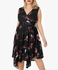 Black and Red Floral Print Wrap Dress