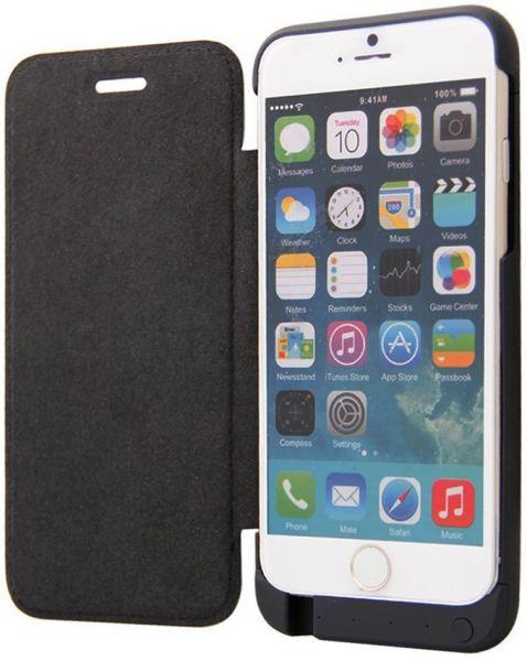 Ozone 3000mAh Power Bank Battery Flip Case with Screen Protector for Apple iPhone 6 Black