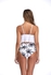 Coconut Tree Print High Waist Flouncy Swimwear Set White/Black