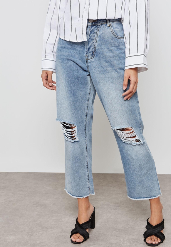 Ankle Grazer Ripped Jeans
