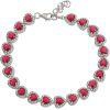 AK Jewels Silver Red Stone Heart Bracelet BR0006