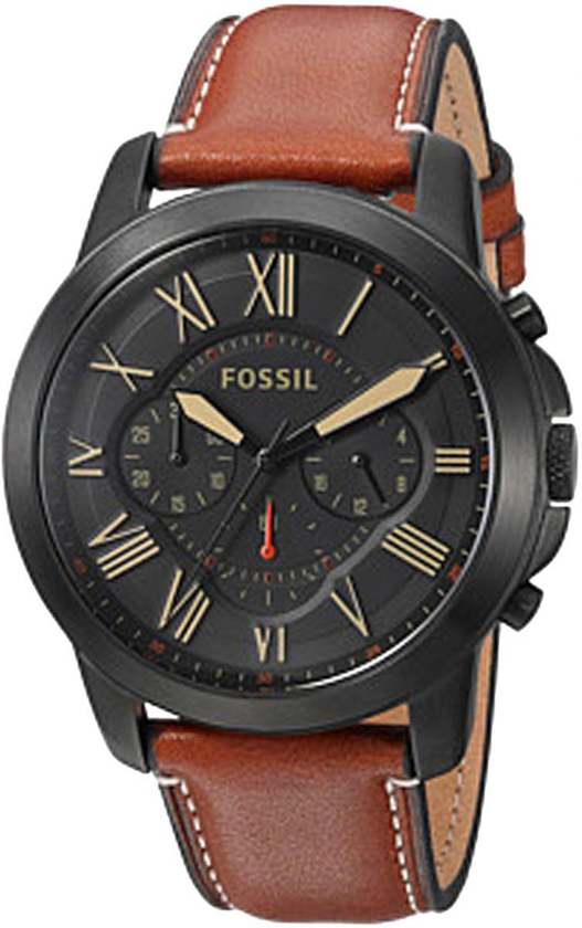 Fossil Men's Black Dial Leather Band Watch - FS5335SET