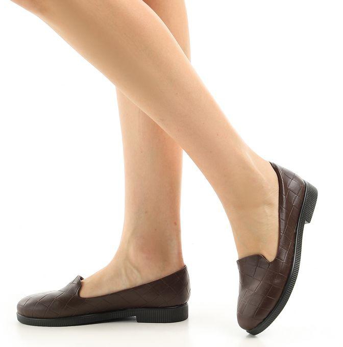 Women`s Soft & Medical Slip On Flat Shoes - Brown
