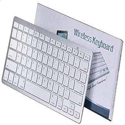 لوحة مفاتيح لاسلكية صغيرة فائقة رفيعة للغاية تعمل بالبلوتوث للوسائط المتعددة لنظام ويندوز XP/7/8/10 /Vista/Mac OS ، لجهاز اي باد برو (9.7/12.9) ميني/1/2/3/4 ابيض [نقي]