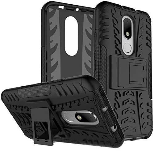 Motorola moto M Heavy Duty Armor Hybrid ShockProof soft tpu Hard Back Stand case Cover -Black