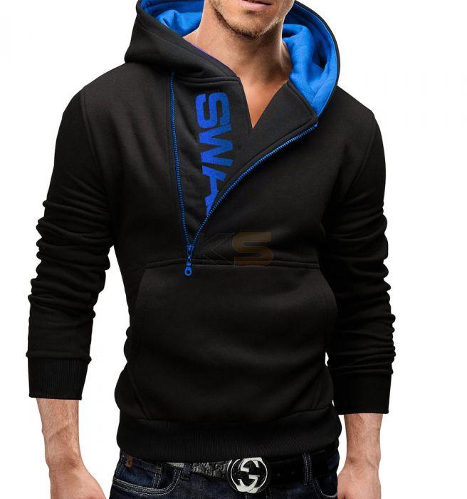 Men's Hoodies Color Block Zipper Fashion Long Sleeve Tops 1699
