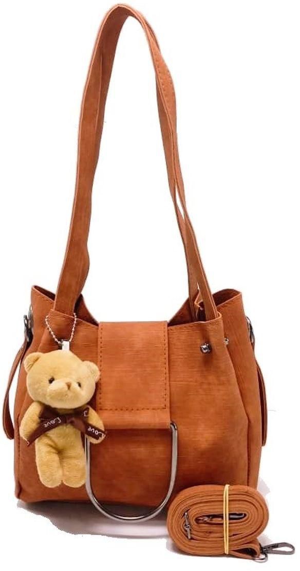 Elegant Leather Handbag + Shoulder + Cross - Camel Color- Small Size