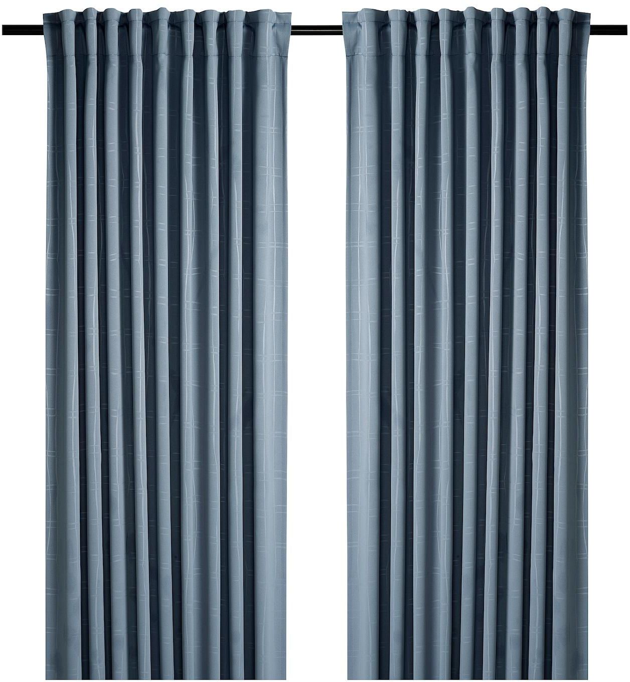PRAKTTIDLÖSA Room darkening curtains, 1 pair - light blue 145x300 cm