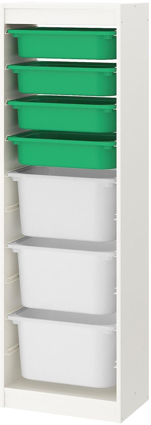 TROFAST Storage combination with boxes - white/green white 46x30x145 cm