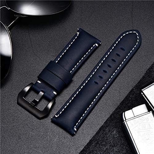 Elite Handmade Leather Band with Black Stainless Steel Buckle and Quick Release Pins For Fossile Watches 22mm - Royal Blue