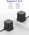 HopeRush Tower Extension Cord Power Strip Cube/Lead with 5 Outlets Sockets and 4 USB Ports | 3M Power Cord Phone & Desktop Charging Station, Compact Portable For Travel, Home & Office (Black)