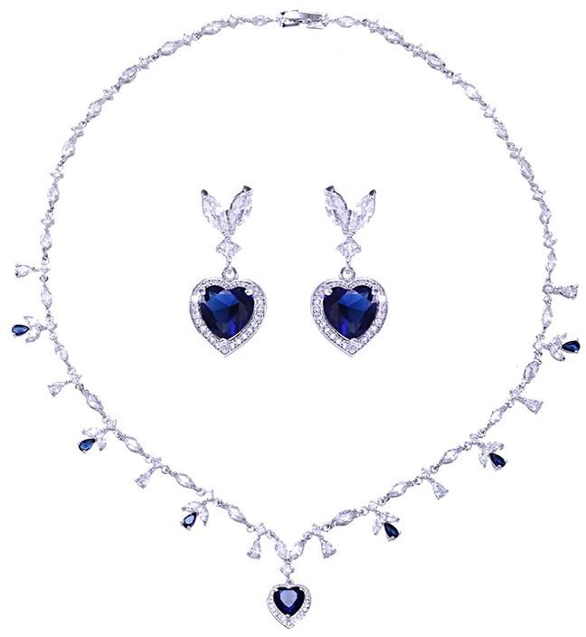 Heart Shape Jewelry Necklace Set (Royal Blue)