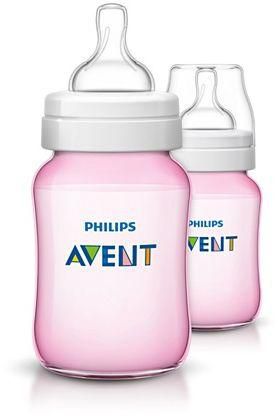 Philips Avent Scf564/62 Classic Plus slow flow baby bottle Pink , 260 ml, 2 Pack