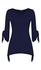 Sunweb ACEVOG Stylish Ladies Casual 3/4 Flare Sleeve Solid Slim Irregular Asymmetric Top Blouse Shirt T-Shirt ( Navy Blue )