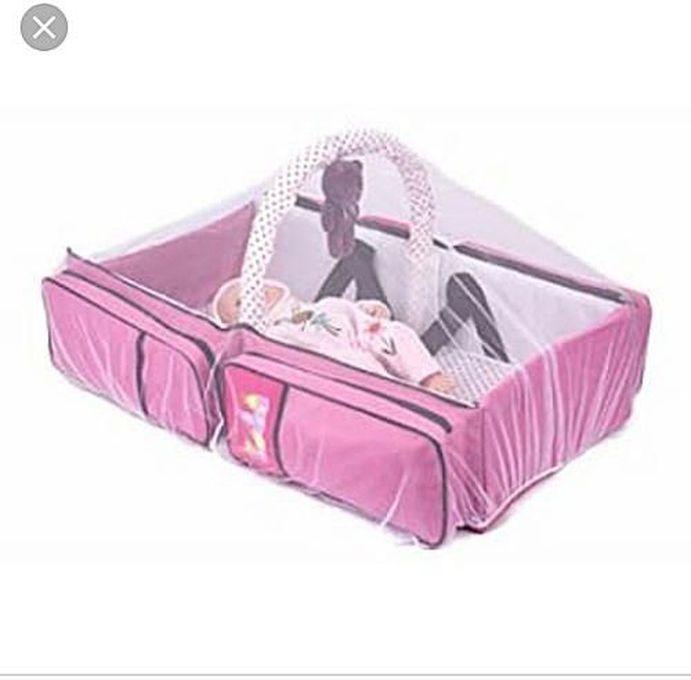 Foldable Diaper Bag, Bassinet, Travel Bag- Pink