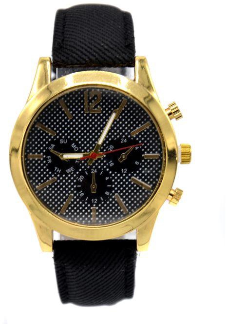 Quartz JNS-BK Genuine Leather Watch - Black