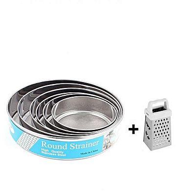 As Seen on TV Round Stainless Steel Flour Sifter Set - 6 Pcs +Free Gift