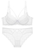 Solid Color Ultra Thin Unpadded Lace Bra Panty Set White