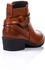 Dejavu Decorative Straps Plain Ankle Leather Mid heels Boots - Brown