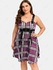 Plus Size Plaid Lace Up Zipper Heart Buckles Cami Dress - 3x | Us 22-24