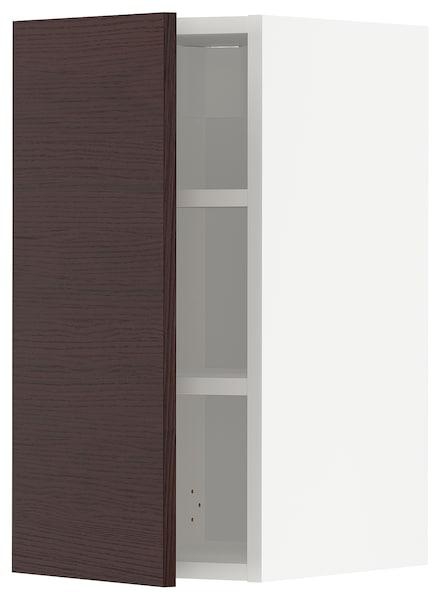 Wall cabinet with shelves, white Askersund/dark brown ash effect