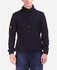 Ravin Cable High Neck Pullover - Navy Blue