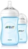 Philips AVENT Natural Feeding Bottle, 260ml, 2 Pack - Blue, SCF695/27