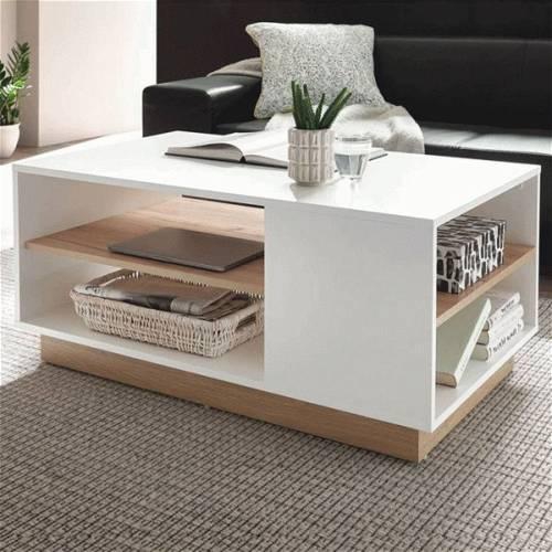 Coffee Table, 100 cm, White / Light Wooden - CP8020