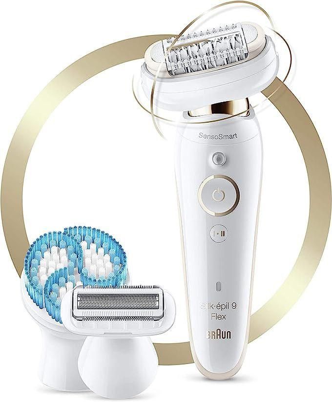 Braun آلة إزالة الشعر Silk-épil 9 Flex 9010 للاستخدام الجاف ومع الماء مع فرشاة التقشير العميق للجسم
