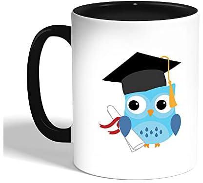Decalac Graduation - Owl picture Printed Coffee Mug, Black, Ceramic