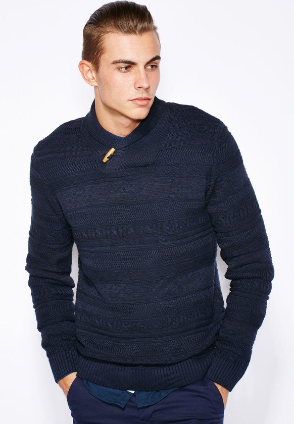 Knitted Shawl Neck Sweater
