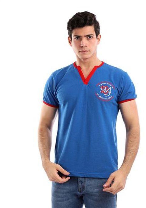 Andora Side Stitch Pique Blue T-Shirt