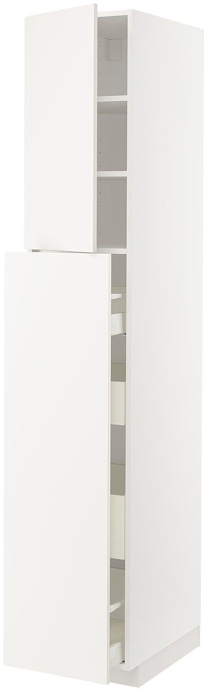 METOD / MAXIMERA خزانة عالية ١ باب/٢ رف - أبيض/Veddinge أبيض ‎40x60x220 سم‏