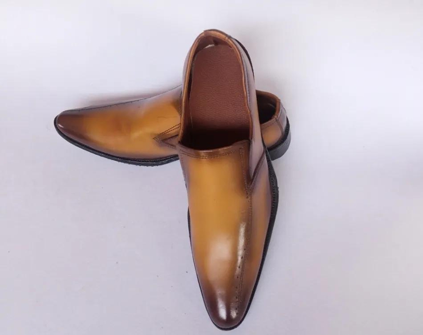 Classic Official pure Genuine  slide on brown leather shoes for men for casual and business use