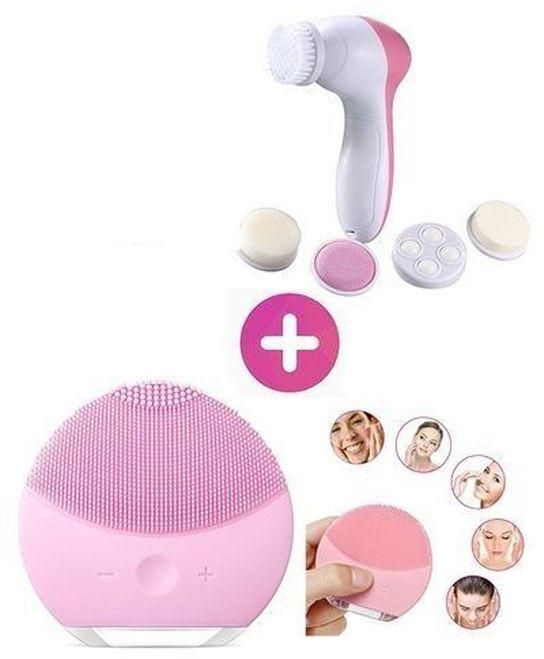 Forever Silicone Ultrasonic Facial Cleanser Brush + 5 in 1 Care Massager