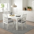 LANEBERG / EKEDALEN طاولة و 4 كراسي - أبيض/أبيض رمادي فاتح ‎130/190x80 سم‏