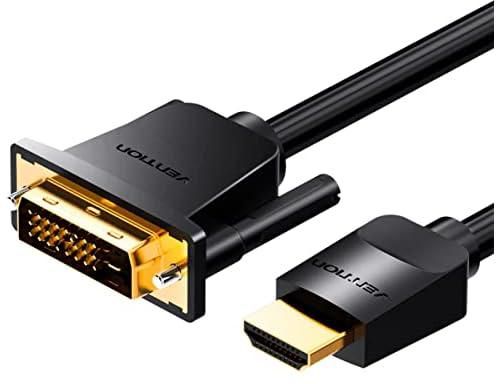 Vention HDMI to DVI Cable, Bi Directional DVI-D 24+1 Male to HDMI Male High Speed Adapter Cable Support 1080P Full HD Compatible for Raspberry Pi, Roku, Xbox One, Laptop etc (1m)