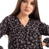 Kady Floral V-Neck Blouse With Elastic Cuffs - Multicolour Black & Rose