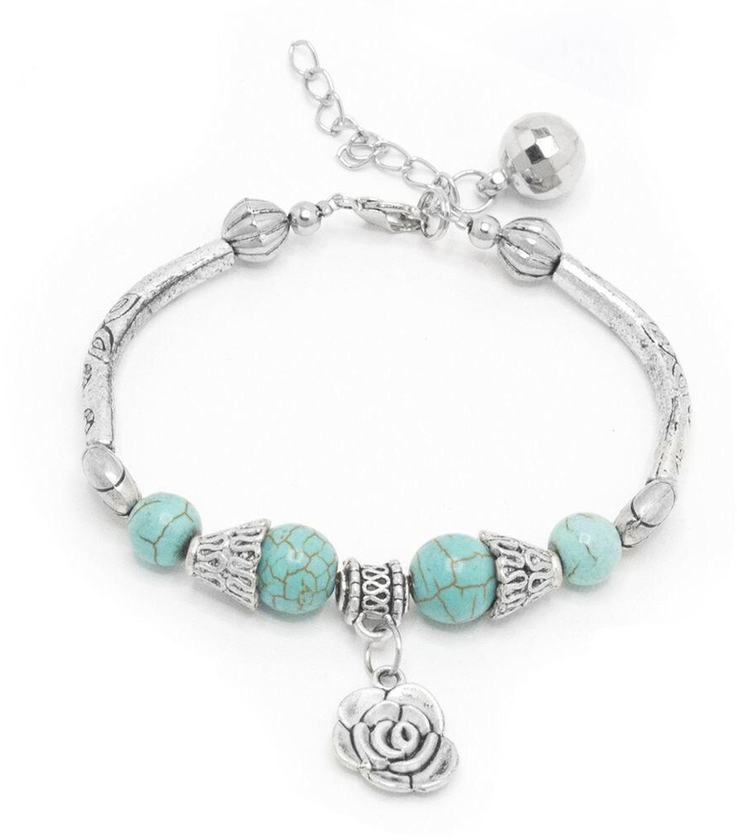 Tanos - Fashion antique silver plated bracelet flower charm