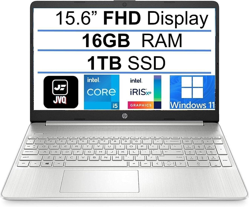 HP Newest Thin Laptop, 15.6&quot; FHD IPS Computer, 11th Gen Intel 4-Core i5-1135G7 ( Beat i7-1065G7), 16GB DDR4, 1TB PCIe SSD, Iris Xe Graphics, Webcam, Wi-Fi, Bluetooth, USB-C, Windows 10