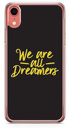 غطاء حماية بحواف شفافة لهاتف أبل آيفون XR نمط مطبوع بكلمة "Dreamers"